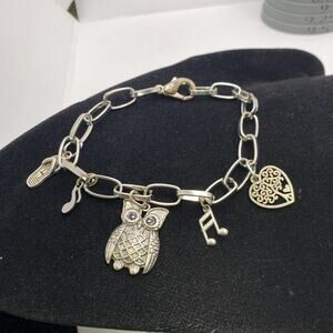 Womens Silver Custom Charm Bracelet Music Beach Lover